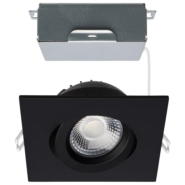Satco 12W LED Downlight, Gimbal 4 in, CCT Select, Square, Remote Driver, Black, 850L 120V S11622R1 - main